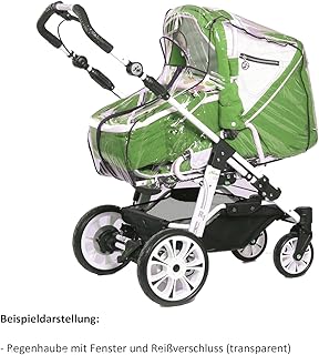 Smart-Planet® hochwertige Universal - Regenhaube/Regenschutz mit Reißverschluss und Fenster - Regenverdeck aus PVC ohne schädliche Weichmacher - Verdeck passend für Kinderwagen Farbe transparent