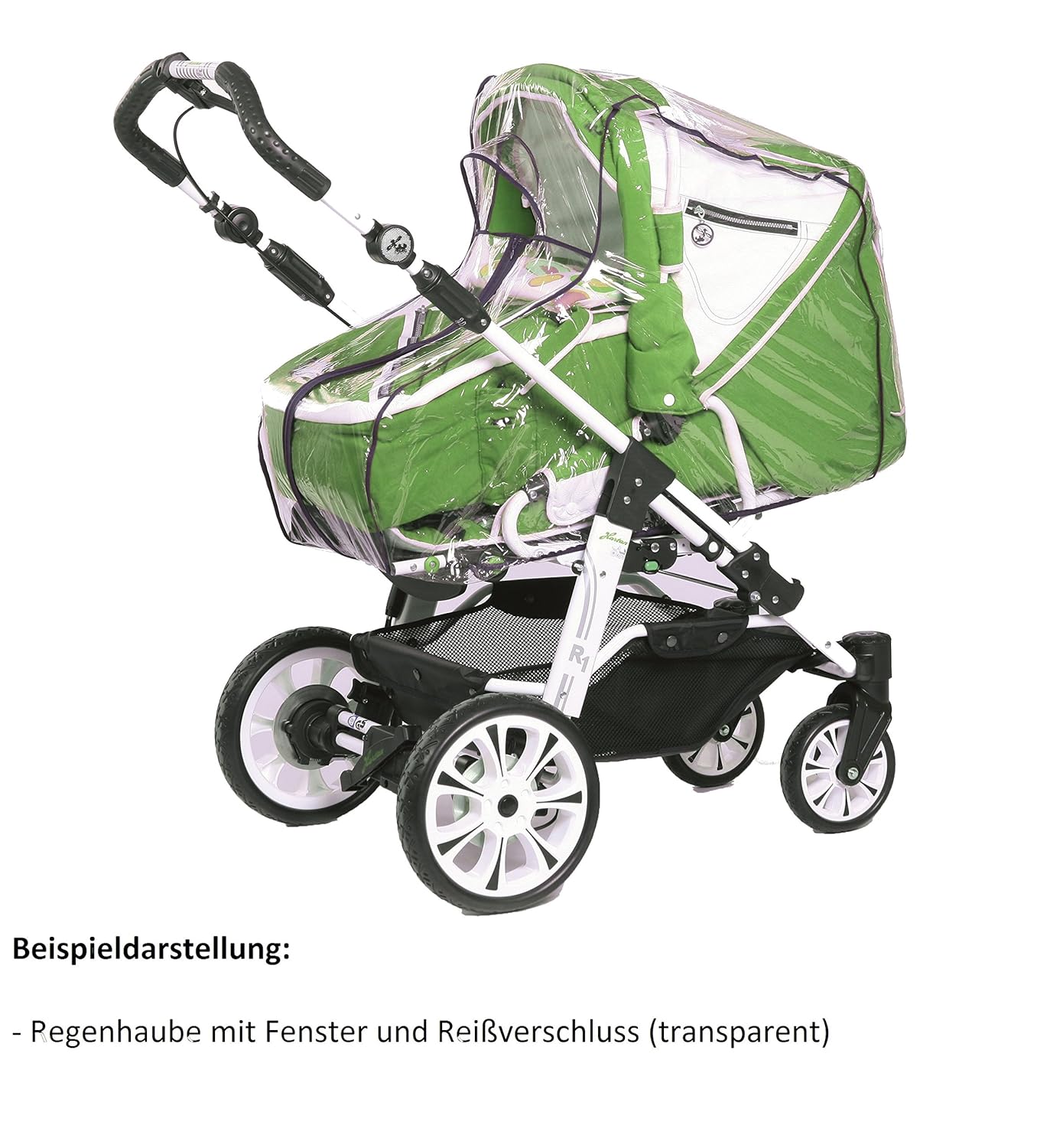 Smart-Planet® hochwertige Universal - Regenhaube/Regenschutz mit Reißverschluss und Fenster - Regenverdeck aus PVC ohne schädliche Weichmacher - Verdeck passend für Kinderwagen Farbe transparent
