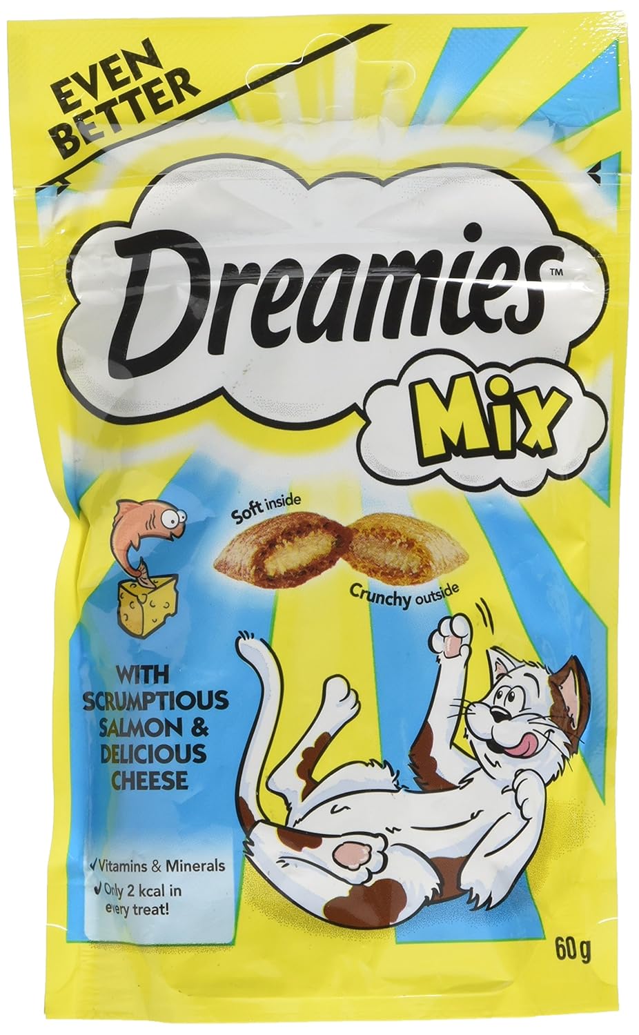 Dreamies Mix Cat Treats with Salmon and Cheese, 60 g (Pack of 8