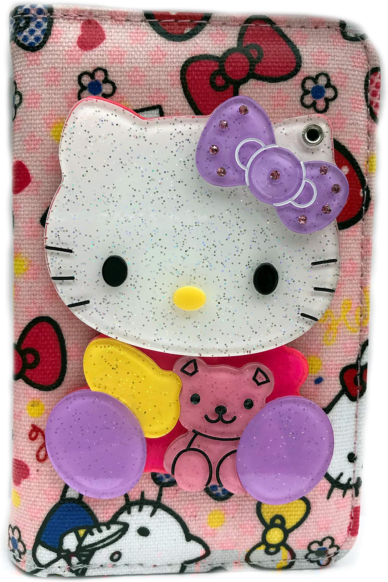 Hello Kitty Medium Mirror Snap Closure Fold Zip Coin Pink Wallet