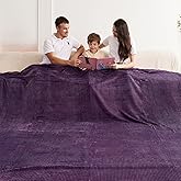 Oversized King Fleece Blanket 120x120 Inches, Seamless Soft Cozy 3D Jacquard Flannel Blanket 10'x10' Extra Large for Bed, Sofa, Couch, Travel & Camping, California King Throw, Purple - Waffle