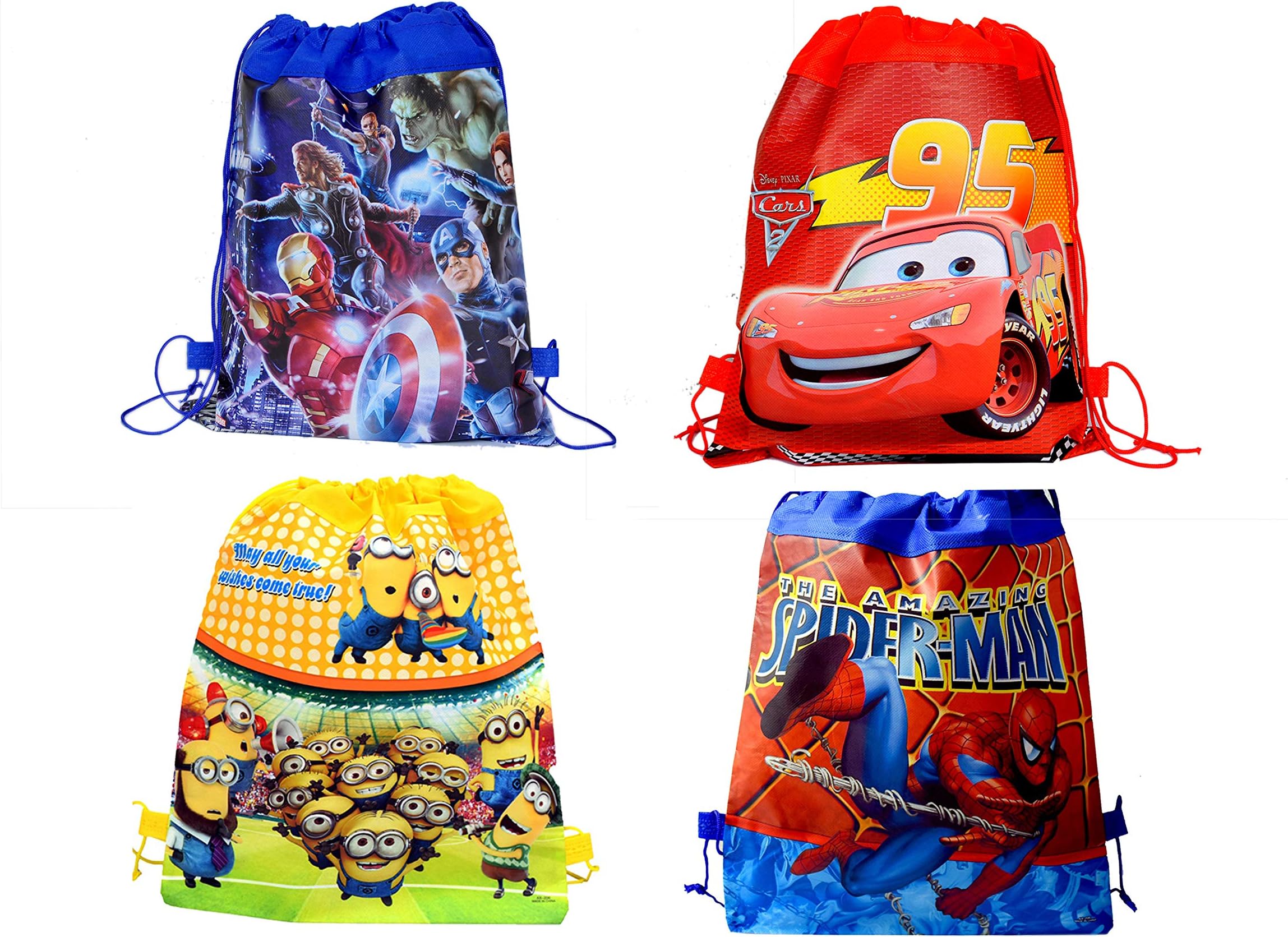 SR GIFTS Pack of 12 Cartoon Printed Haversack Bag for Kids Birthday Party Return Gift(Boys)