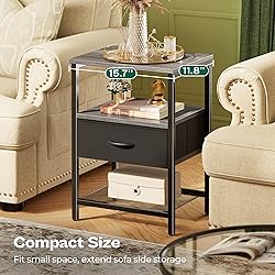 Huuger Night Stand with Fabric Drawer, Side Table