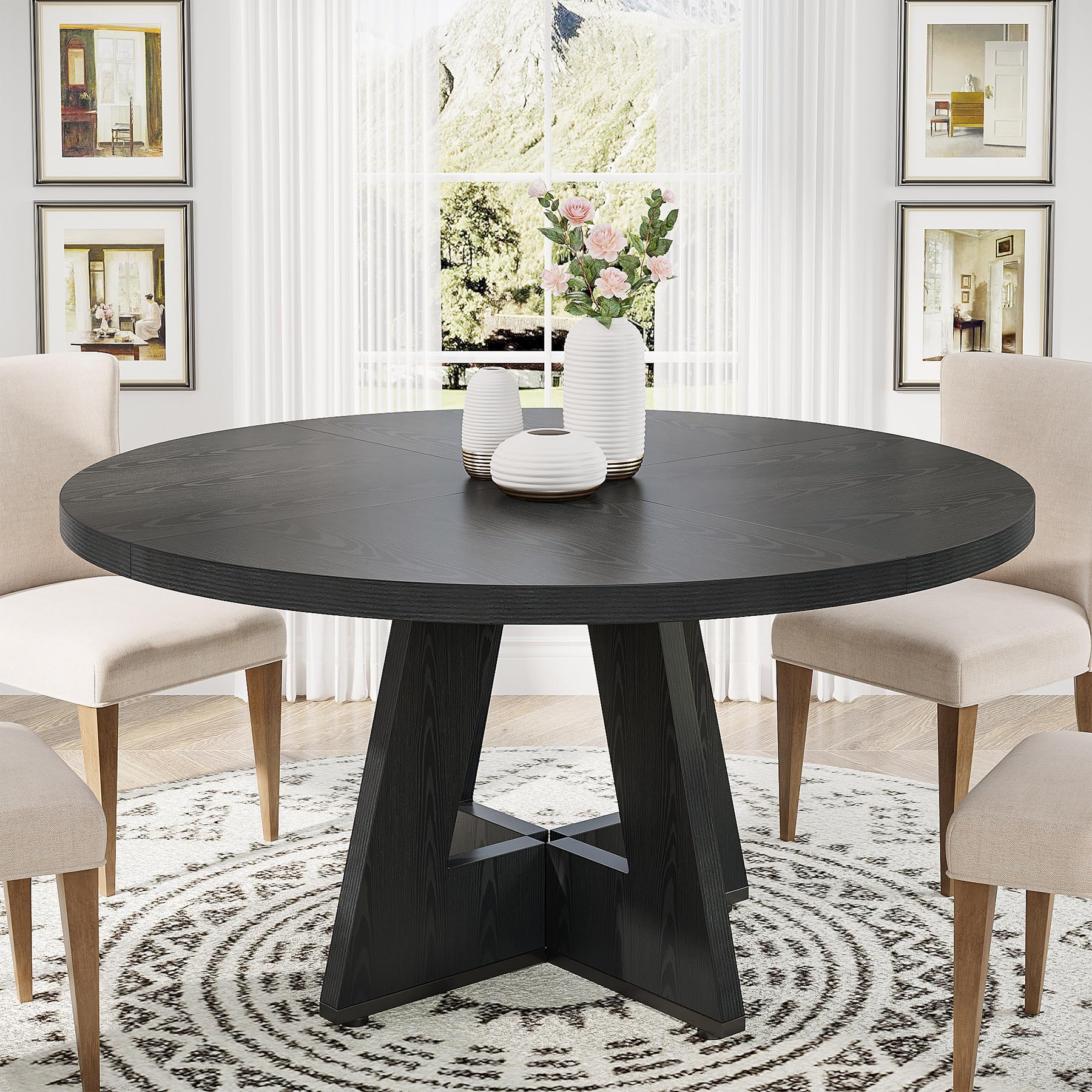 Tribesigns Round Dining Table Wood Kitchen Table