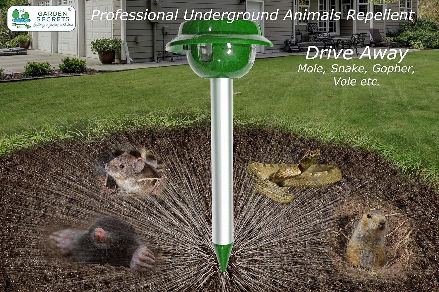 Amazon Com Garden Secrets Professional Solar Mole Snake