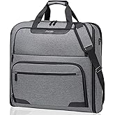 Garment Bags for Travel, Double Layered Carry on Garment Bag with Shoulder Strap, Foldable Suit Travel Bags for Men, Wrinkle Free Garment Travel Bag for Hanging Clothes, Dark Grey