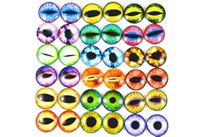 Julie Wang 20 PCS 1.18inches Mixed Style Dragon Eyes Round time gem cover Glass Cabochon Dome Dolls Jewelry Cameo Pendant Finding 30mm