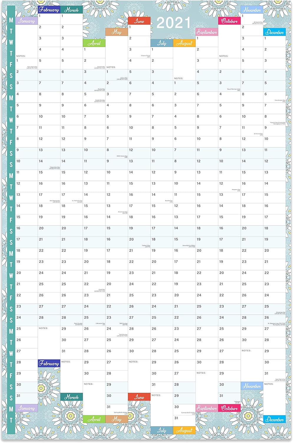 Wall Planner 2021, Large Size Planner 2021, Wall Year Planner Calendar 2021 for Home, Office, or