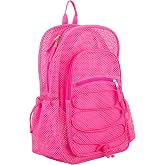 Eastsport Hiking Mesh Lightweight Backpack with Adjustable Bungee for Travel, Work, Sports, Beach, College, Security Check, Large Bag 18 inches, Pink