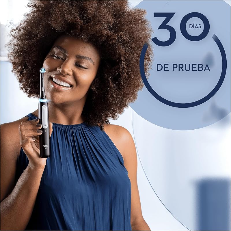 Escova de dentes elétrica Oral-B iO 4N com pega recarregável, 1 cabeça e estojo de viagem, desenhada por Braun - Preto