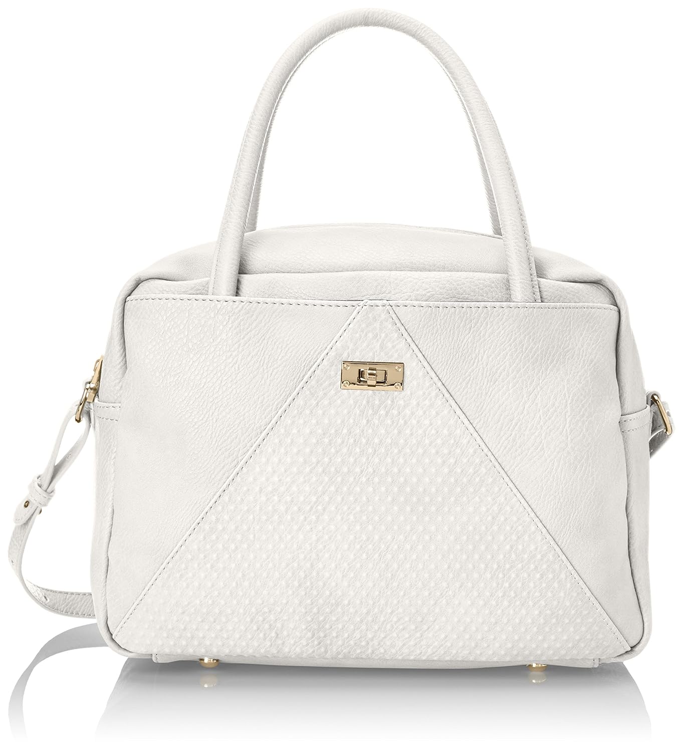poverty flats by rian raised dot v satchel, white, one size