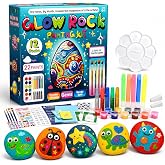PiediaFos Rock Painting Kit for Kids Ages 6–12, Arts & Crafts Set, Creative Art Toys, Glow-in-the-Dark Rocks to Paint, Gifts for Birthdays & Holidays, Stocking Stuffers
