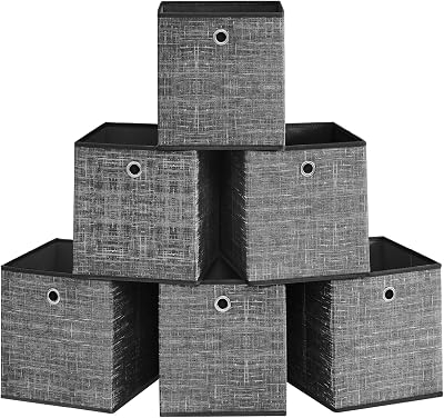 SONGMICS Storage Boxes Set of 6 26x26x28 cm Non-Woven with Handles