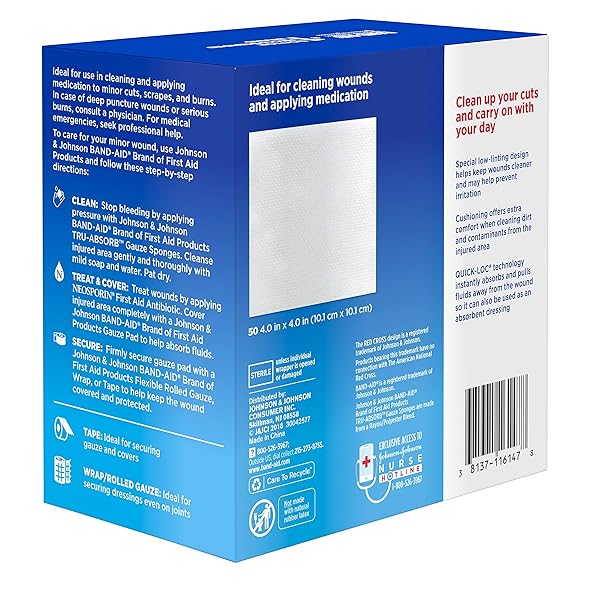 BAND-AID® BRAND TRU-ABSORB™ GAUZE SPONGES 4X4IN, 50 COUNT