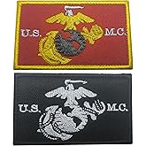 FFILL 2 Pack US Marine Corps Flag Patch Army Force Flags Tactical Patch Pride Flag Patch for Clothes Hat Patch Team Military Patches, red Black and White, hjlzd-333