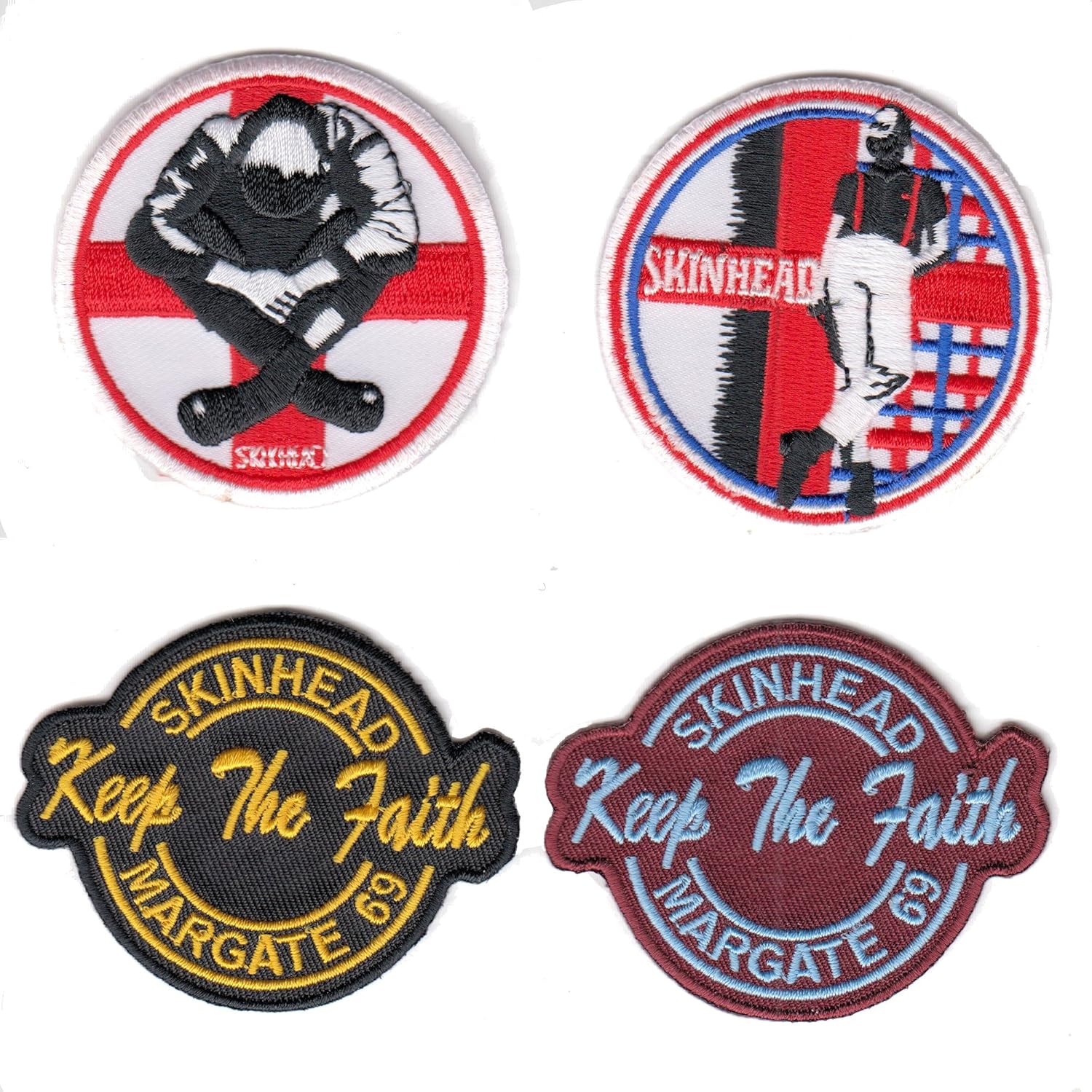 Set of 4 Skinhead Patches Iron On / Sew On Lamretta or Vespa Amazon
