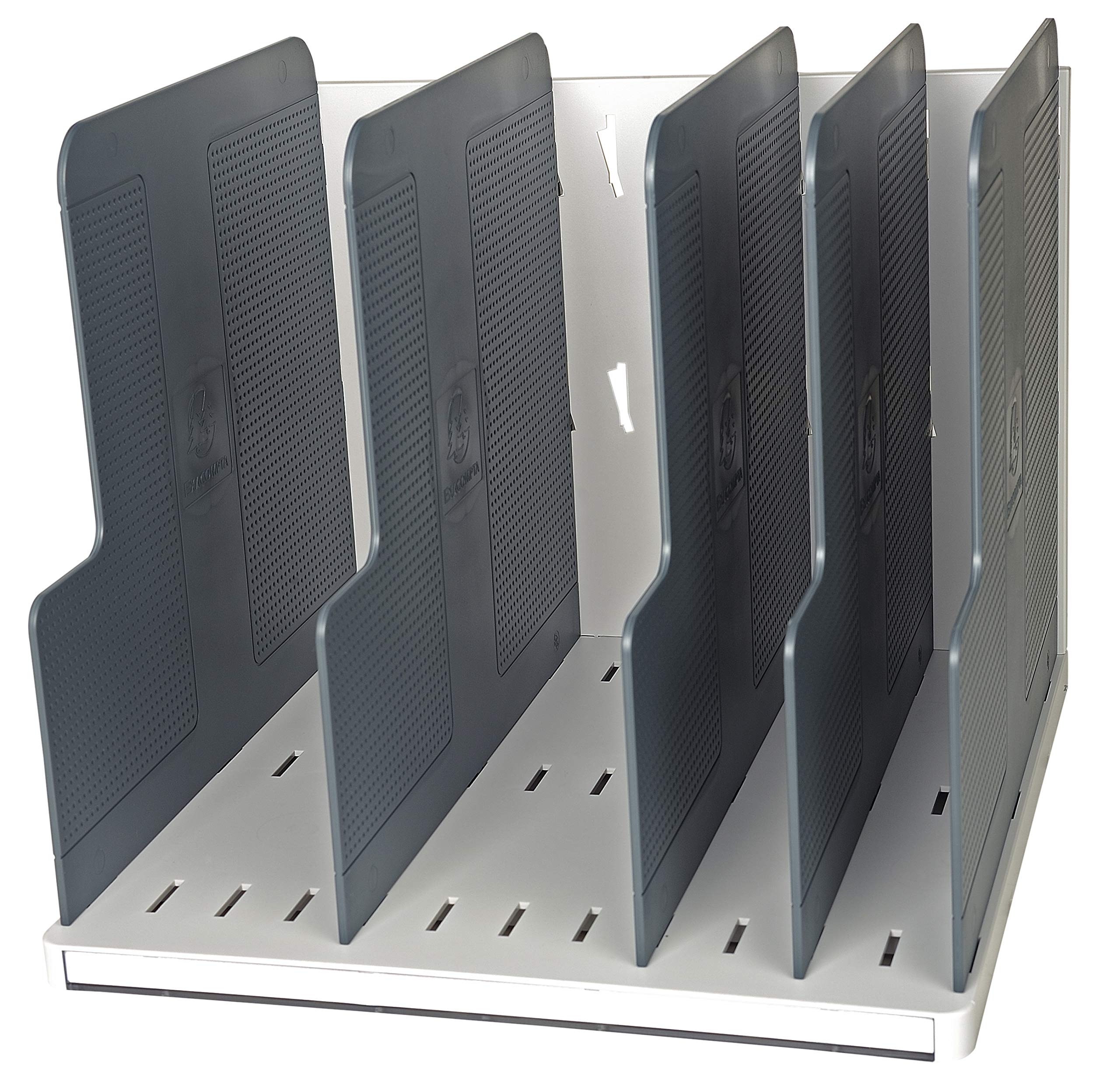 Exacompta - Ref 390740D - Modulotop Office - Vertical Sorting Rack - 300 x 288 x 255 in Size, Suitable for A4+ Documents, 5 Dividers Provided - Light Grey/Mouse Grey