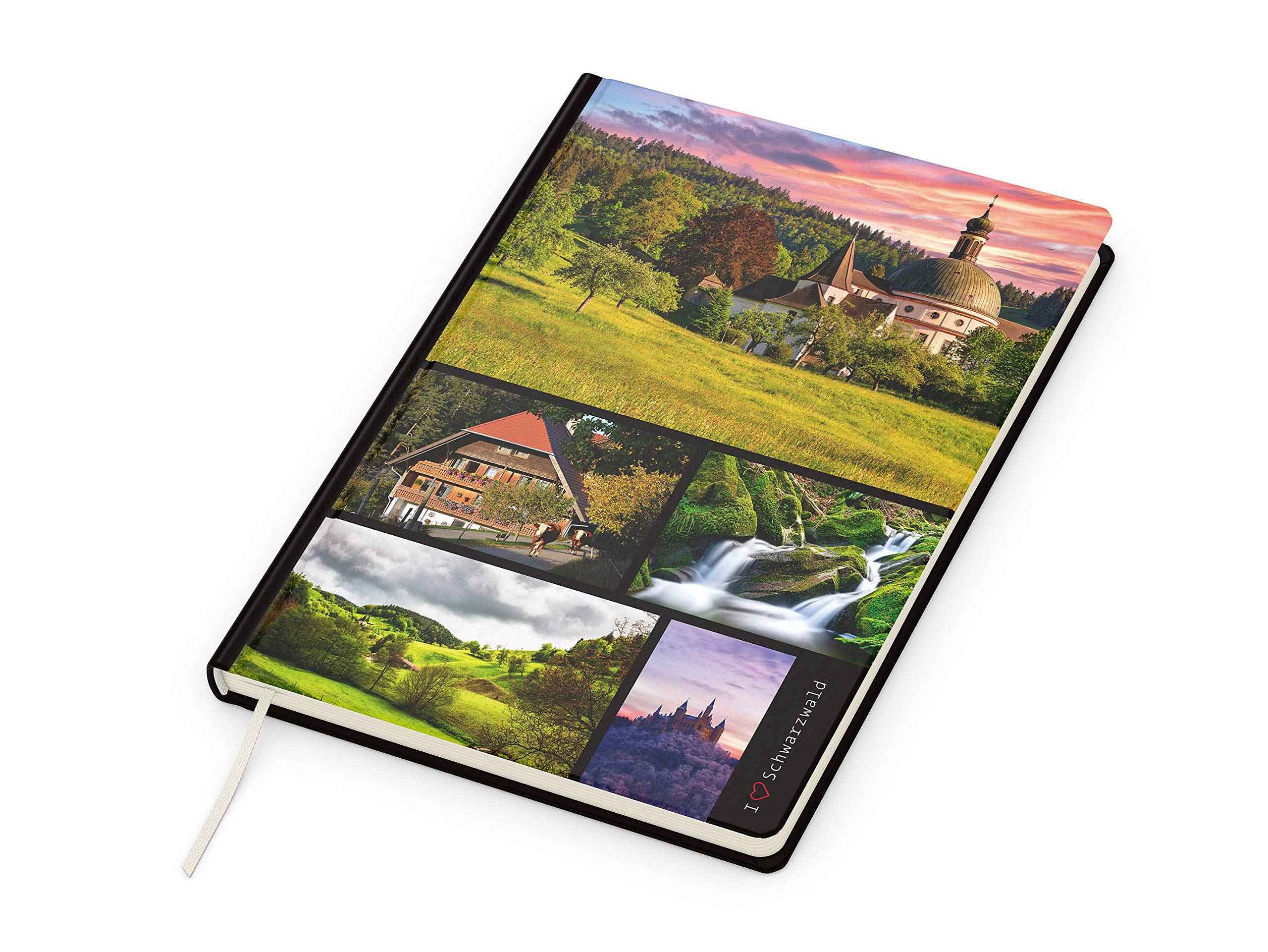 A5 Notebook Black Forest 192S Pages Cream 90g Checked with Micro Perforation Attractive Black Forest Picture Motifs