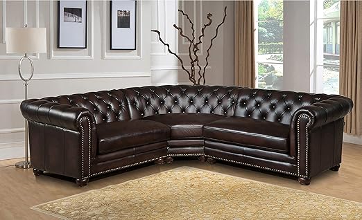 Amazon Com Hydeline Aliso 100 Leather Sectional Sofa 3piece