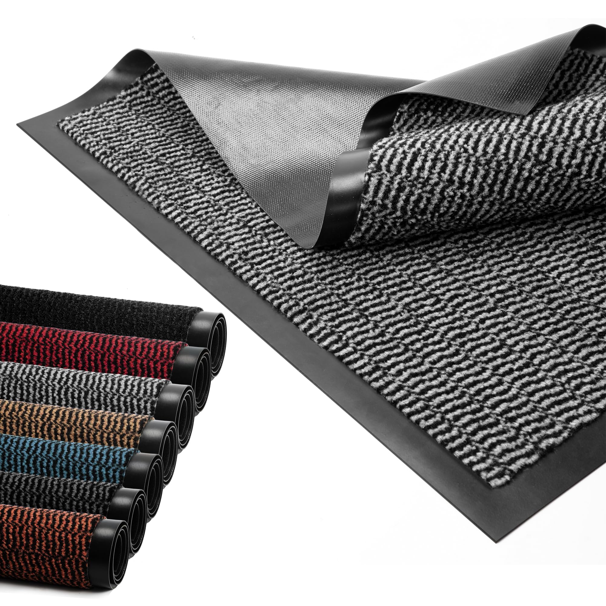 BLADO Door Mat Barrier Mat Non Slip Rubber Mats Washable Light Weight Heavy Duty | Floor Mats Kitchen Rugs Dirt Trapper Doormat Entrance Rug Shoes Scraper Super Absorbent Carpet (60cm x 120cm, Grey)