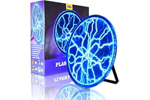 PUXTIW 12 Inch Plasma Disc,Plasma Plate ，Flashmen Plasma Disc Science Toy，Fancy Club Decor and Science Education Gifts，Plasma Disk Sensor Lighting Plate with Music,Voice and Touch Response(Blue)