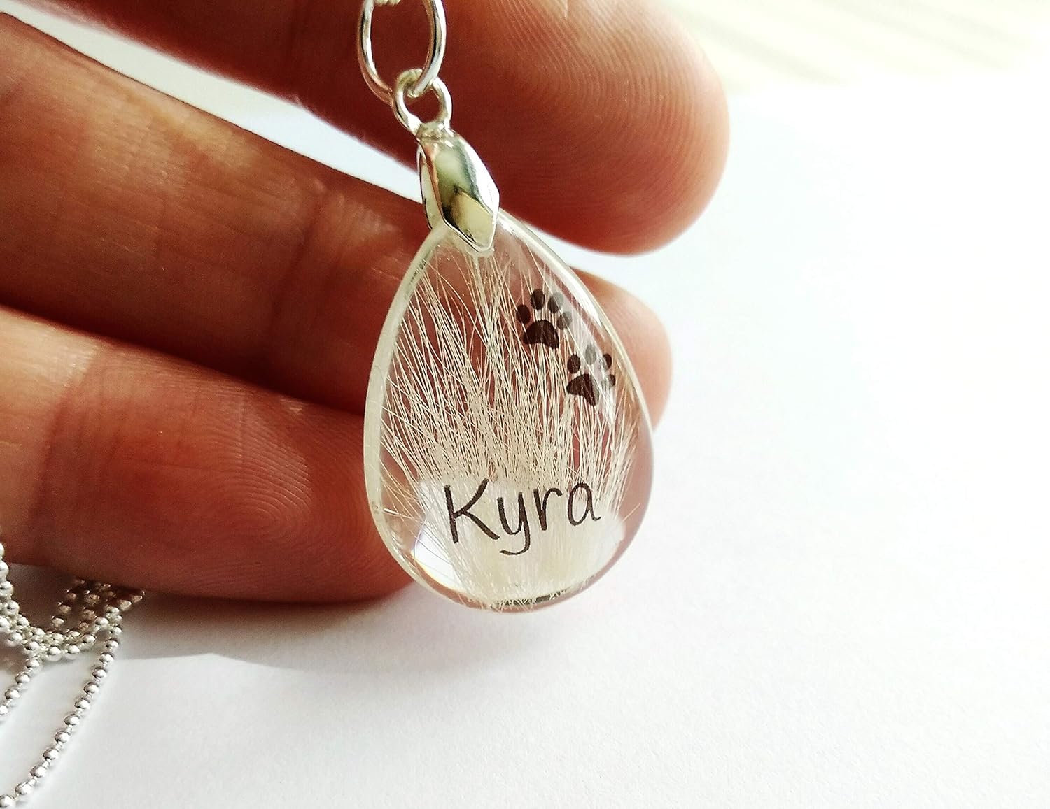 Memorial Hair Locket Keepsake with Paw Prints and Name, Pet Loss Gift Jewelry, Horse