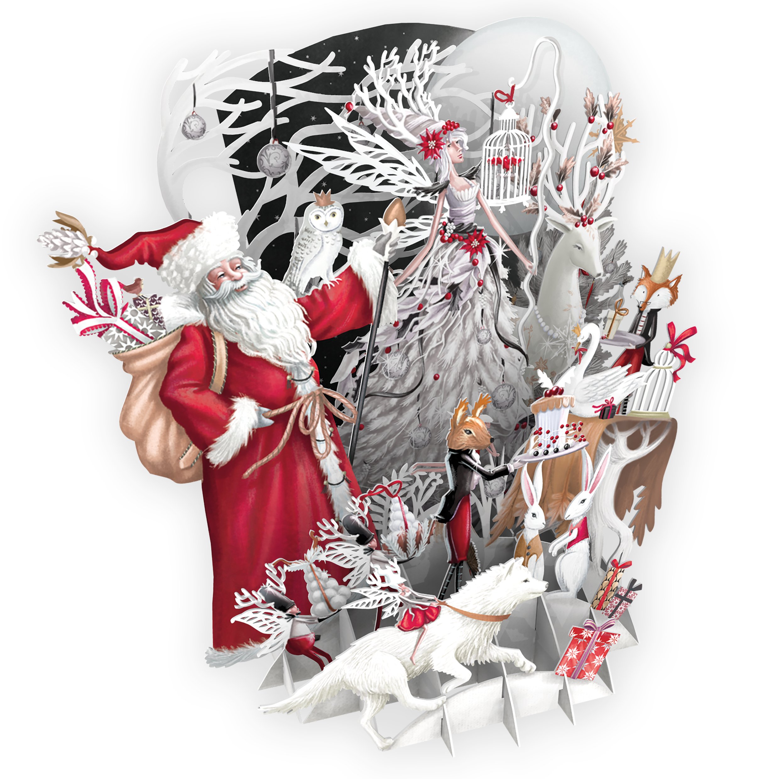 Speuni 3D Pop-Up Christmas Greeting Card - 'White Christmas' - 6.5x6.5 inches