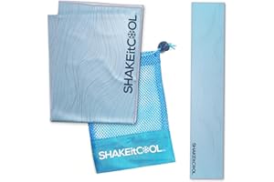 SHAKEitCOOL Original Cooling Towel – Be Cool in Style - Heat Relief, Soft, Lightweight, Sun Protection, Easy Clean - Perfect for Biking, Running, Yoga, Gym, Gardening - Blue Wave