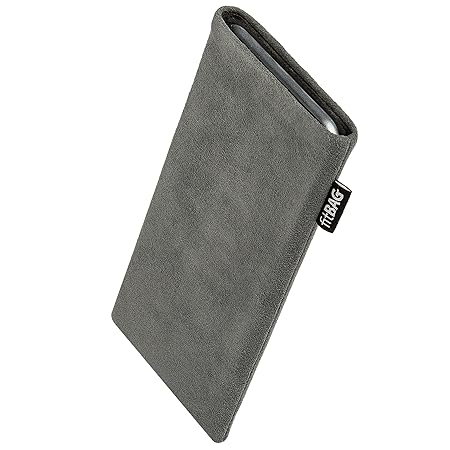 fitBAG Classic Grau Handytasche Tasche aus original Alcantara mit Microfaserinnenfutter für Apple iPhone 6