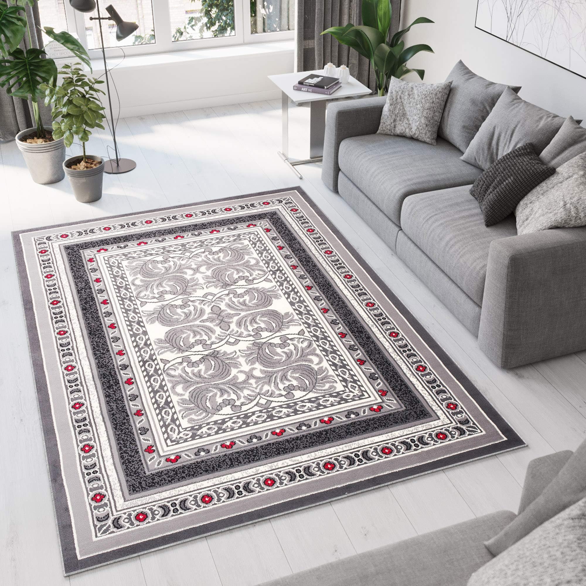Tapiso Dream Collection Area Rugs Living Room Bedroom Traditional Grey Pattern Interior Dream Collection Size - 130 x 190 cm (4ft3 x 6ft3)