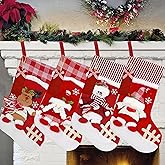 Ogrmar 4 PCS 17.8" Christmas Stocking Classic Large Stockings Santa, Snowman, Xmas Character Christmas Stockings with Personalized Name Tag for Family Holiday Xmas Party Decorations