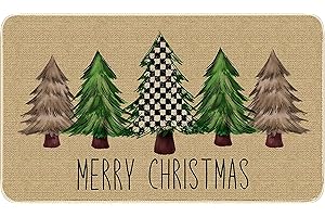 TREWAVE Christmas Trees Decorative Door Mat Seasonal Decor Xmas Holiday Rug Christmas Kitchen Mat Bathroom Doormat for Indoor Outdoor Entrance Decor 29 x 17 Inch (Tree-02)