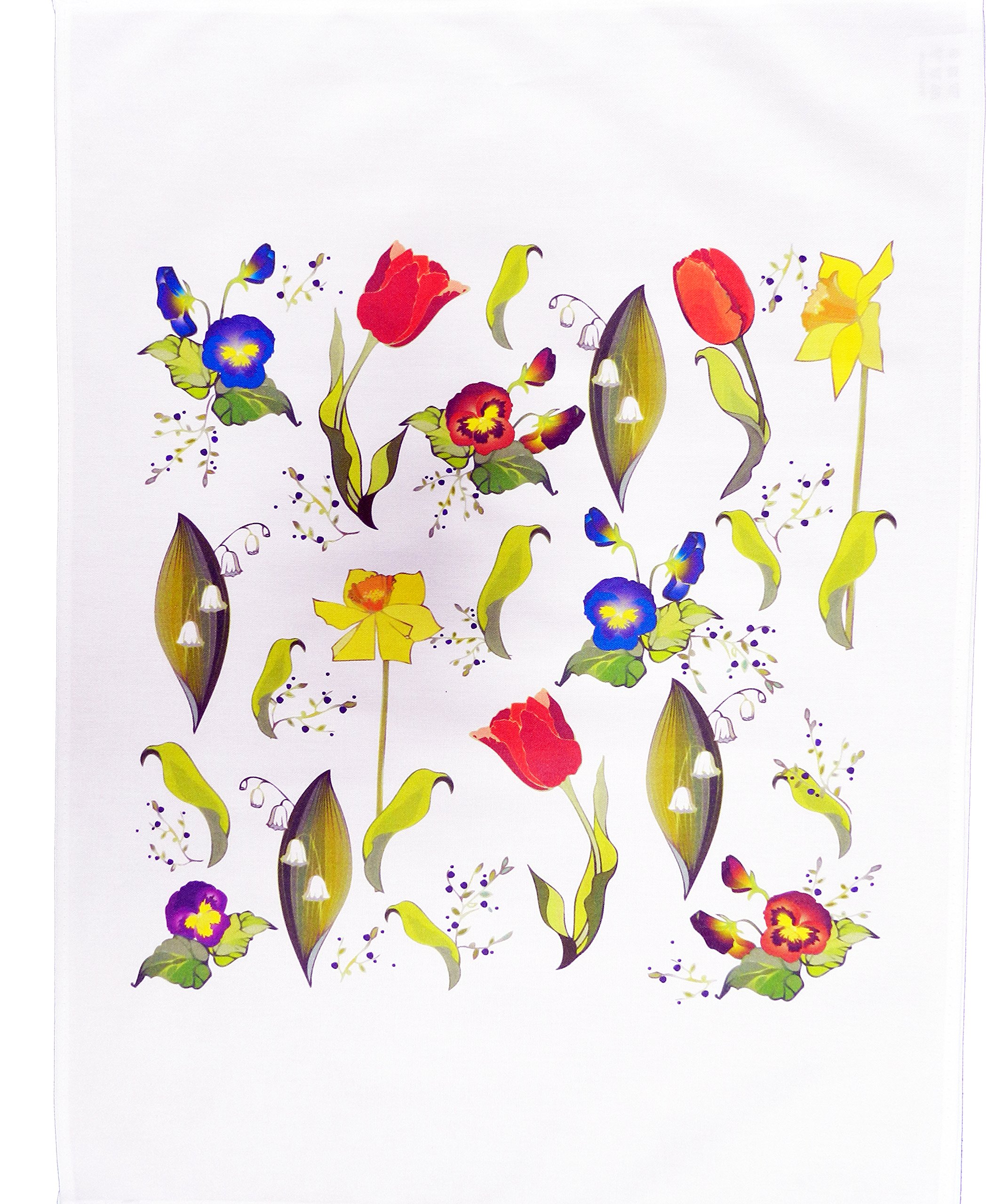 Half a Donkey Spring Flower Collection Large Cotton Tea Towel