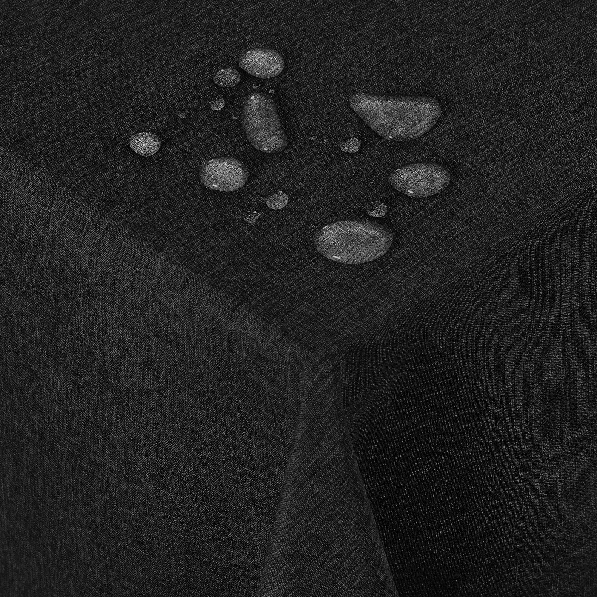 Deconovo Wipeable Tablecloth Rectangle Faux Linen Tablecloth for Chipboard Table Black 130x280cm(51x110in)