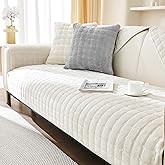 KaviKon Couch Cover Sofa Covers Washable, Velvet Fuzzy Sofa Slipcovers for 3 Cushion Couch, Non-Slip Furniture Protector for Dog Pet, L Shaped Recliner Sectional Couch Cover White,36"X71"(Only 1 Pcs)