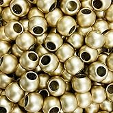 100 Acrylic Large Hole Beads for Crafts 10mm x 12mm Acrylic Barrel Beads with 5.7mm Large Hole, Matte Gold