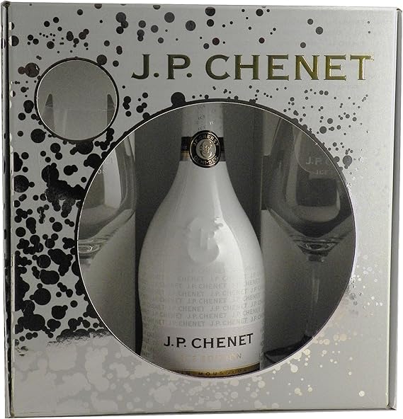 JP Blanc Medium Dry Sparkling Wine with Glasses Gift Pack, 75 cl
