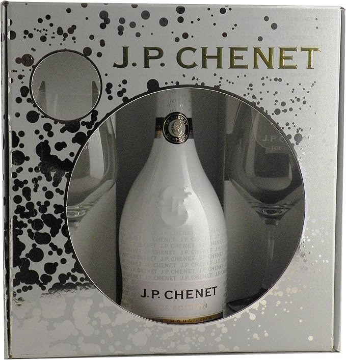 JP Blanc Medium Dry Sparkling Wine with Glasses Gift Pack, 75 cl