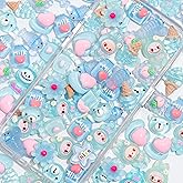 Decoden Charms 100PCS Mixed Kawaii Flatback Resin Charms for Crafts, Cabochon for DIY Projects, Slime Charm, Resin Art, Scrapbooking, Phone Case & Accessories (Blue)