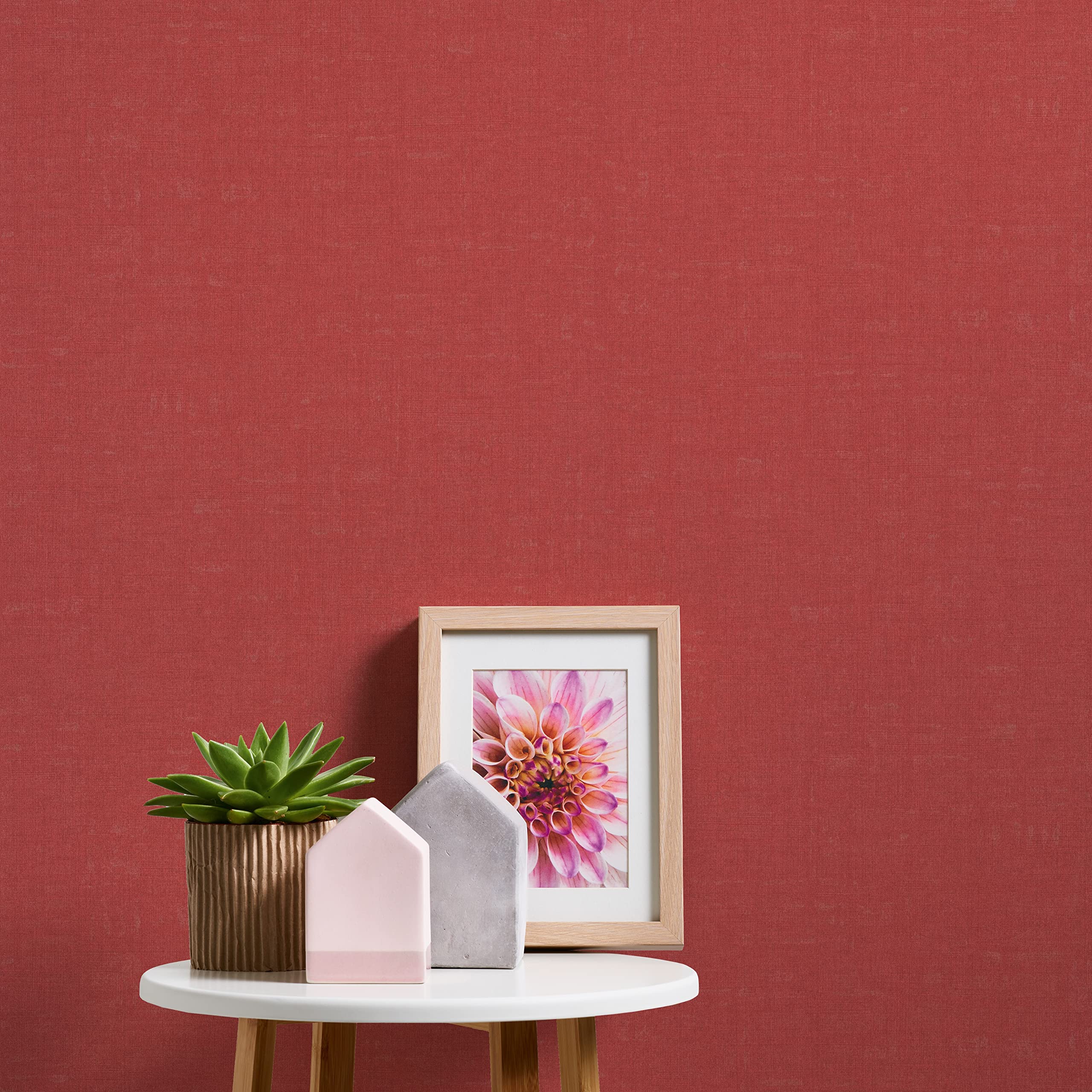 A.S. Création Nara 387462 Plain Non-Woven Wallpaper 10.05 m x 0.53 m Made in Germany Red