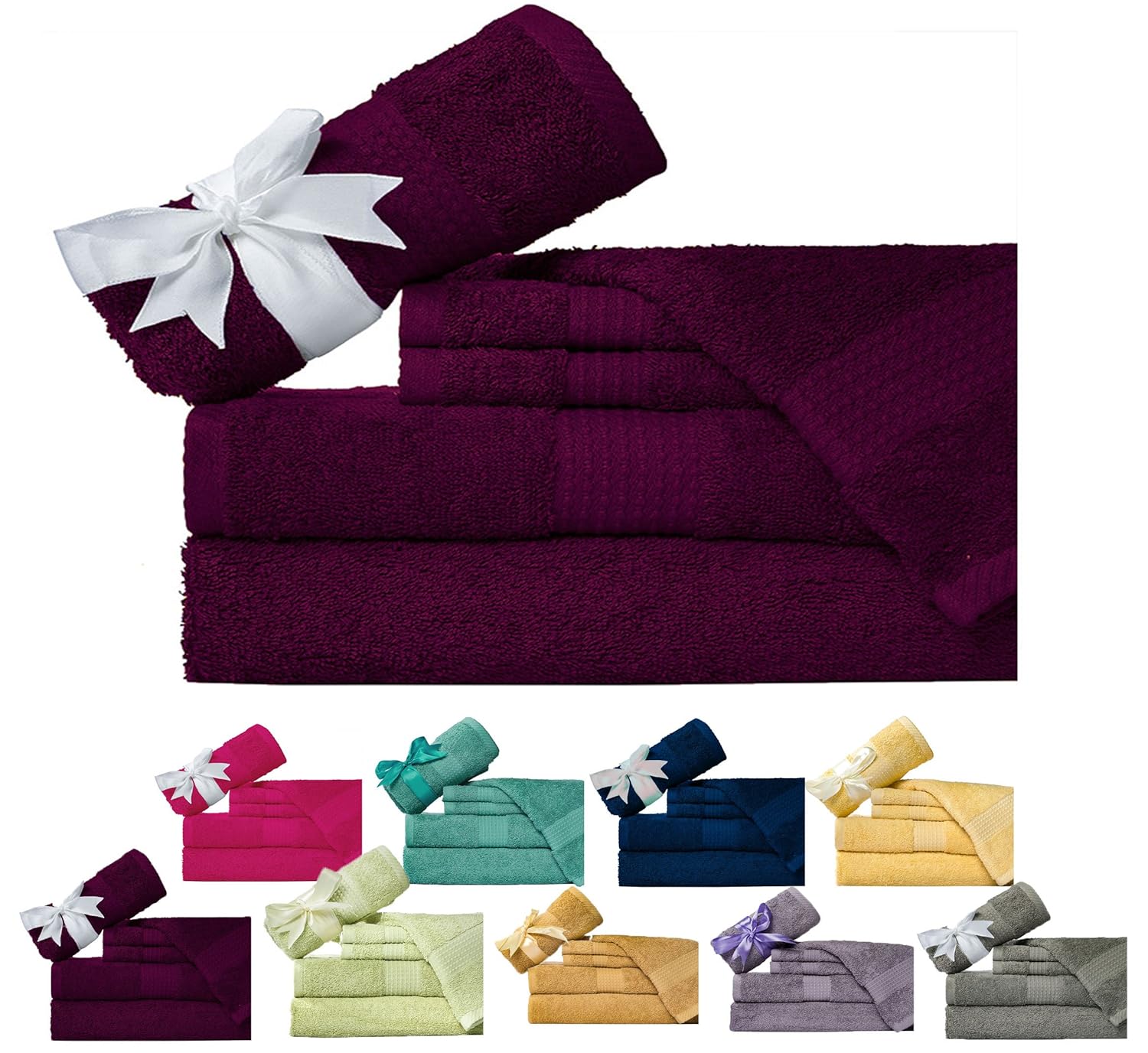 Bath Towel Set Teal Aqua Color 600 GSM Weavely 6 Piece Cotton Hotel and