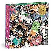 Galison Catmas Chaos – 500 Piece Foil Jigsaw Puzzle Featuring Charming Artwork of Cats Getting Ready to Celebrate Christmas