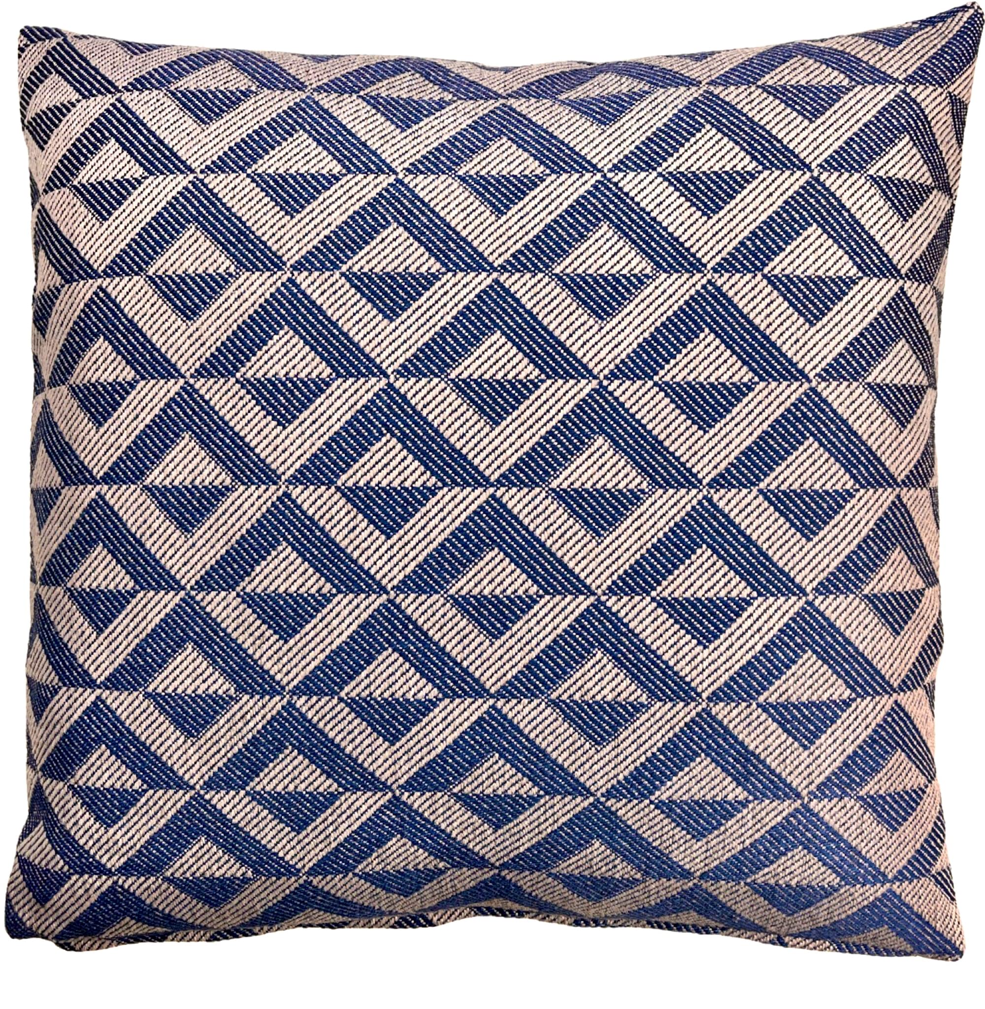 Luxury Cushion Cover. Beige and Indigo Blue Geometric Pyramid 18x18 inch Double Sided Square Throw Pillowcase with Invisible Zipper. 45x45 cm Solid Decorative Pillowcases for Bedroom Sofa Chair Couch