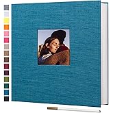 potricher Large Photo Album Self Adhesive 4x6 5x7 8x10 Pictures Linen Cover 40 Blank Pages Magnetic DIY Scrapbook Albums with A Metallic Pen (Blue)