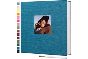 potricher Large Photo Album Self Adhesive 4x6 5x7 8x10 Pictures Linen Cover 40 Blank Pages Magnetic DIY Scrapbook Albums with A Metallic Pen (Blue)