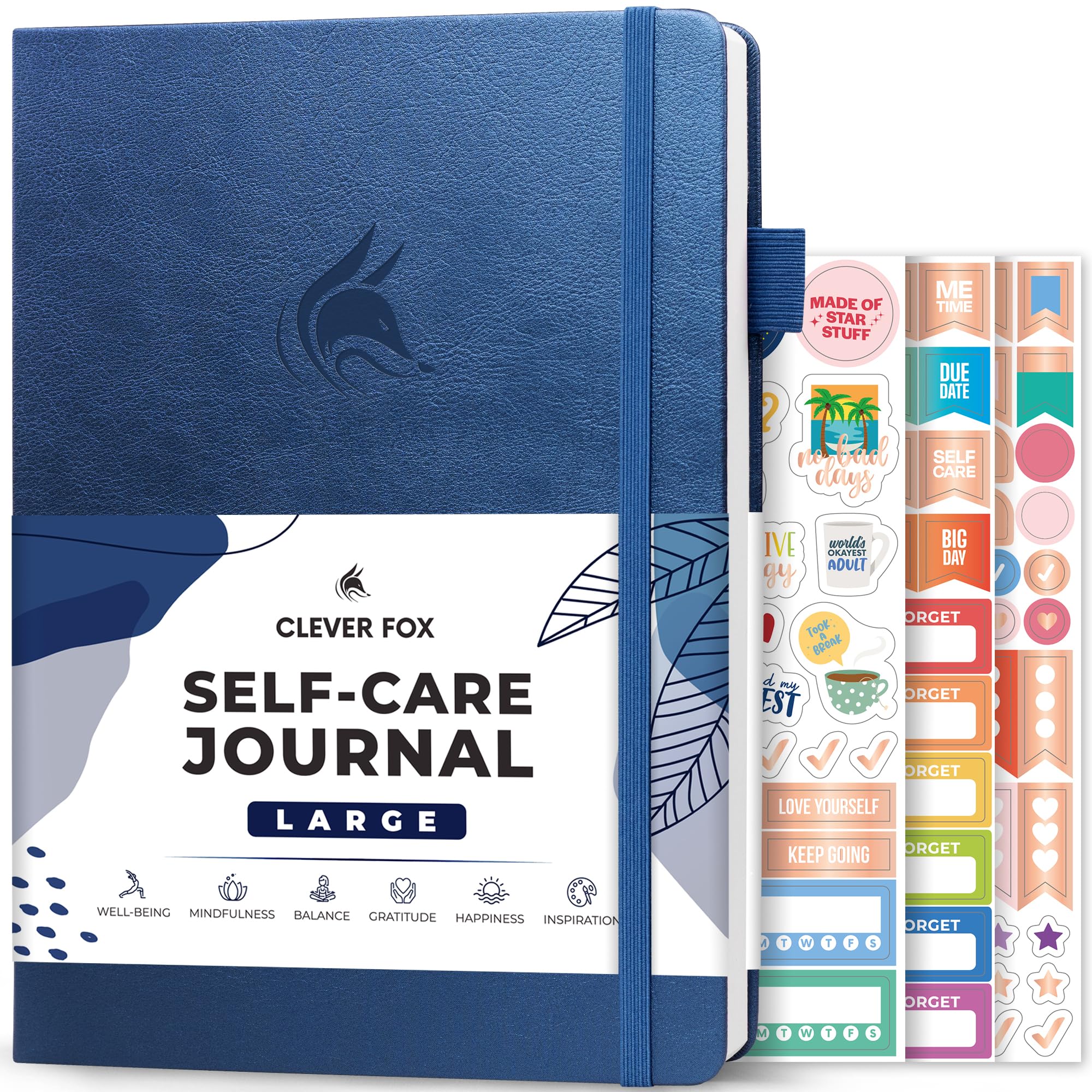 Clever Fox Self-Care Journal – Daily Reflection Notebook – Mental Health & Personal Development Planner, Meditation & Mood Log, Large (Mystic Blue) — image 1
