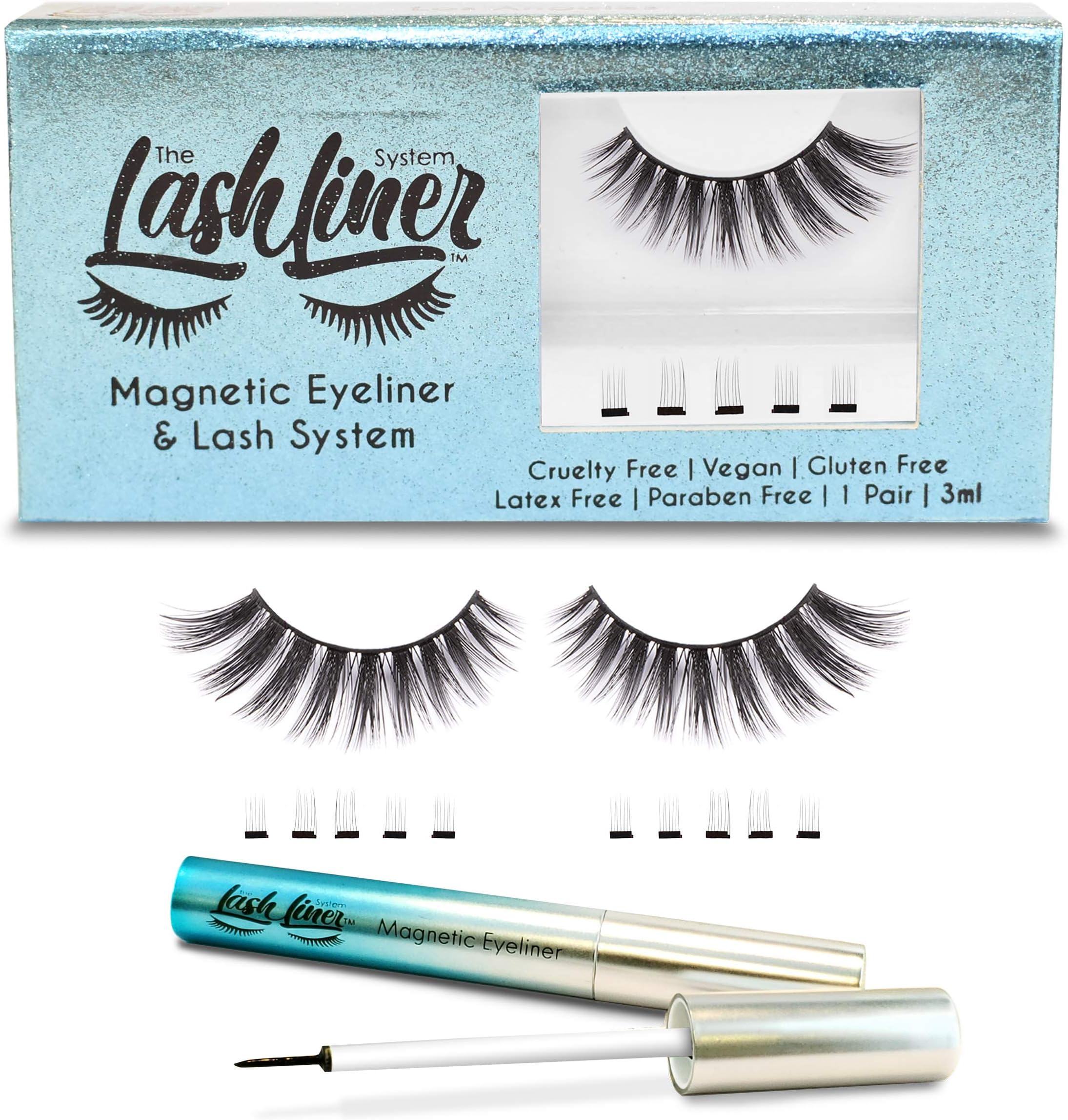 LashLiner False Eyelashes and Magnetic Eyeliner - Reusable, Full Length Magnetic Lashes Pack for Natural, Full Eyelashes - Nashville Style