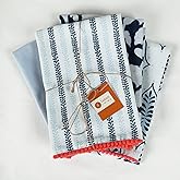 TARAN LIVING Dish Towels for Kitchen Tea Towels For Gifting Bar Towels for Kitchen Towels Hand Printed Dish Cloths - 18"x28"- Blue, Pack of 4