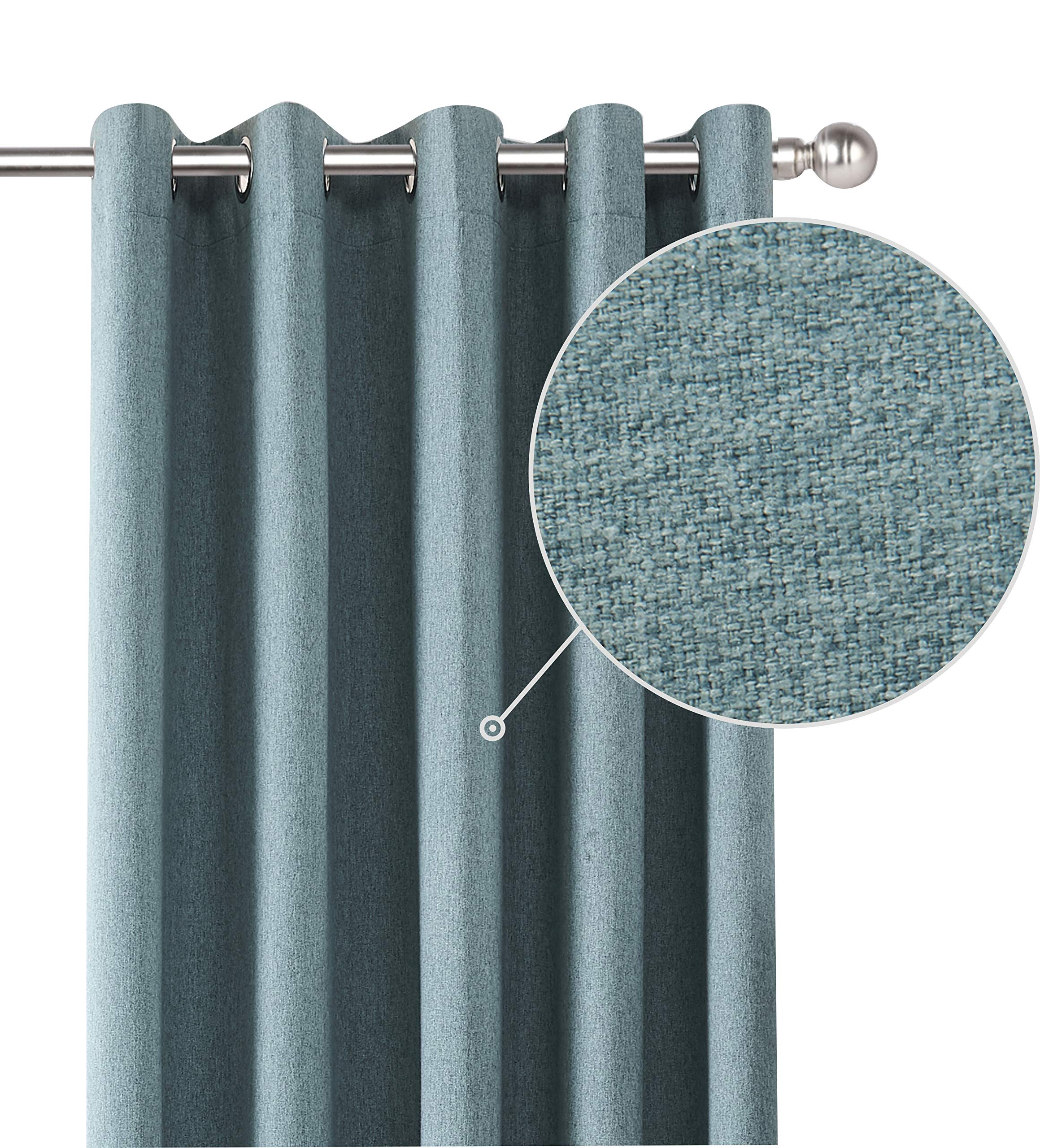 Coastline Luna brushed blackout eyelet curtains Duckegg Teal thermal insulated window treatment 2 panels blinds floor curtains for bedroom,Livingroom,Kids nursery room Width 46" x Drop 90"