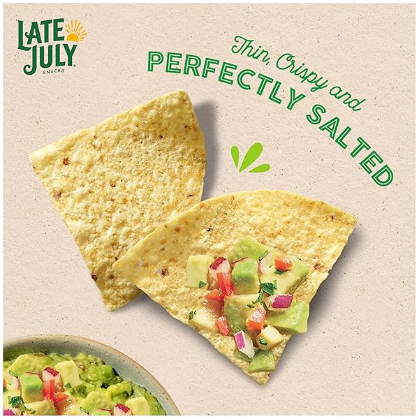 LATE JULY SNACKS, THIN & CRISPY ORGANIC TORTILLA CHIPS, SEA SALT & LIME, 14.75 OZ PARTY SIZE BAG